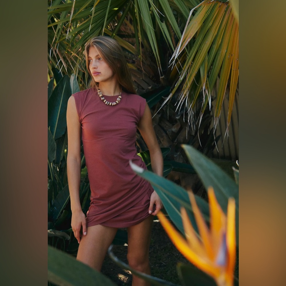 NWOT Free People Jacinta Mini Dress Size XS Maple Syrup/Burnt Orange Color